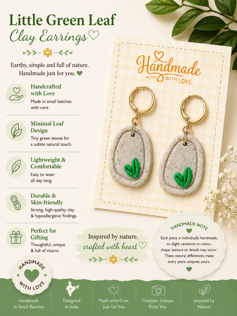 Stone & Sprout Earrings – Handmade Polymer Clay Dangles