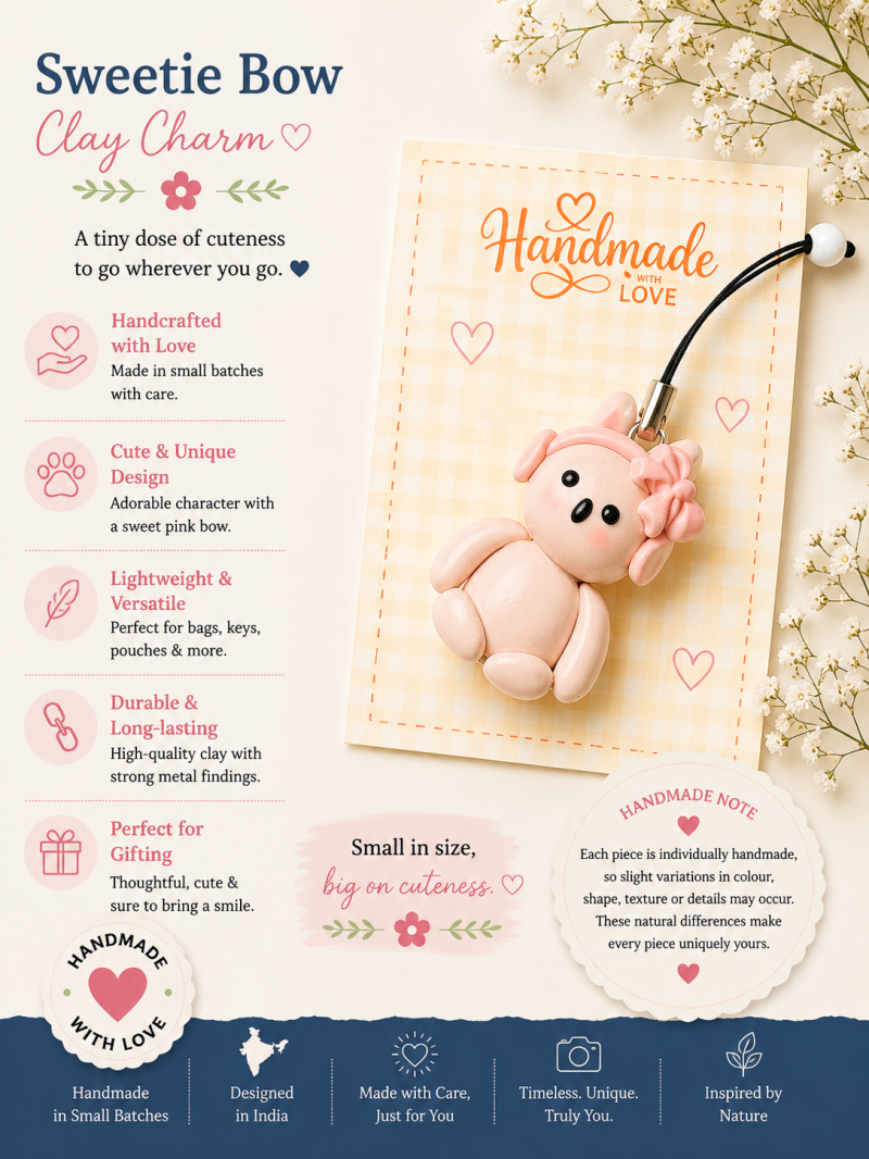 Sweetie Bow Polymer Clay Charm