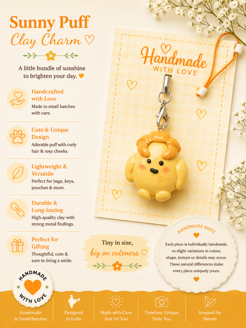 Sunny Puff Polymer Clay Charm