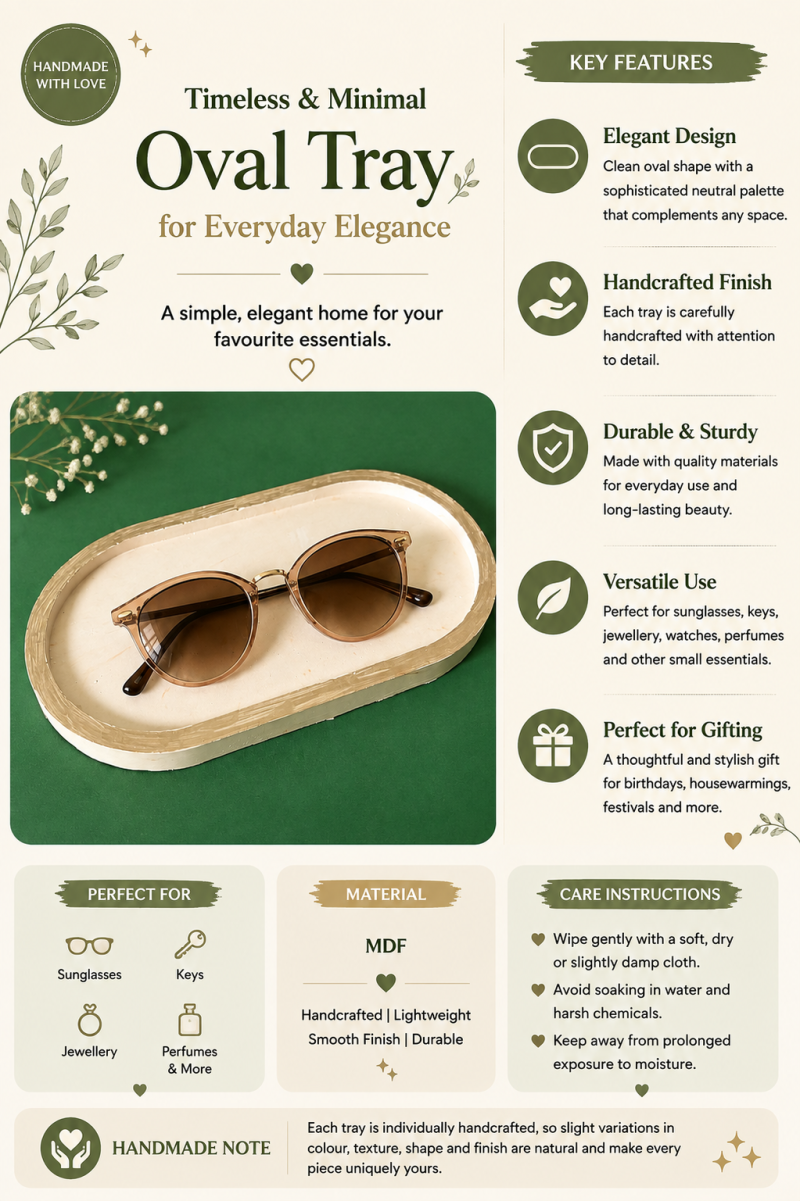 Minimal Ivory & Gold Oval Trinket Tray