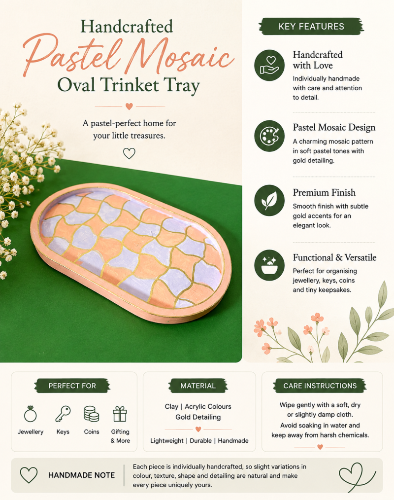 Pastel Mosaic Oval Trinket Tray