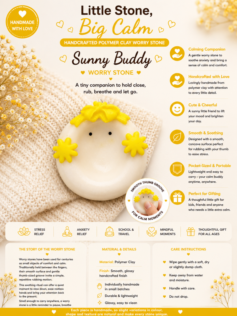 Sunny Buddy – Polymer Clay Worry Stone