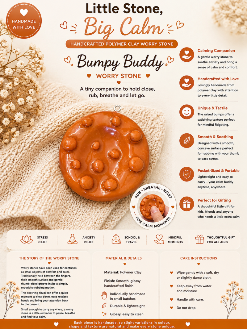 Bumpy Buddy – Textured Polymer Clay Worry Stone