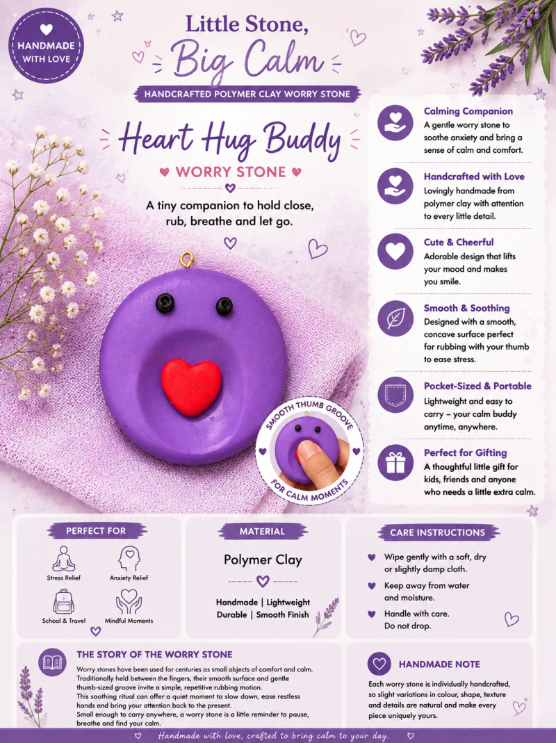 Little Heart – Purple Polymer Clay Worry Stone