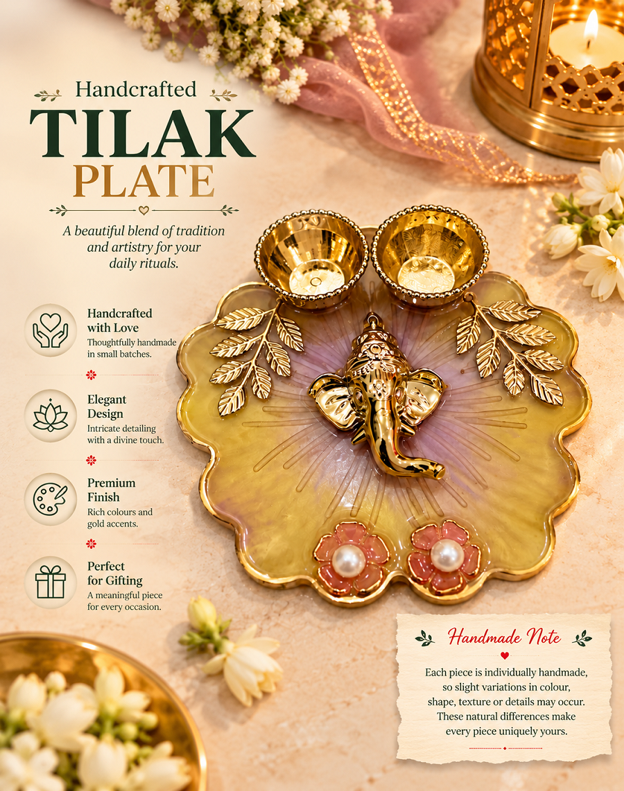 Divine Ganesha Handcrafted Resin Tilak Plate